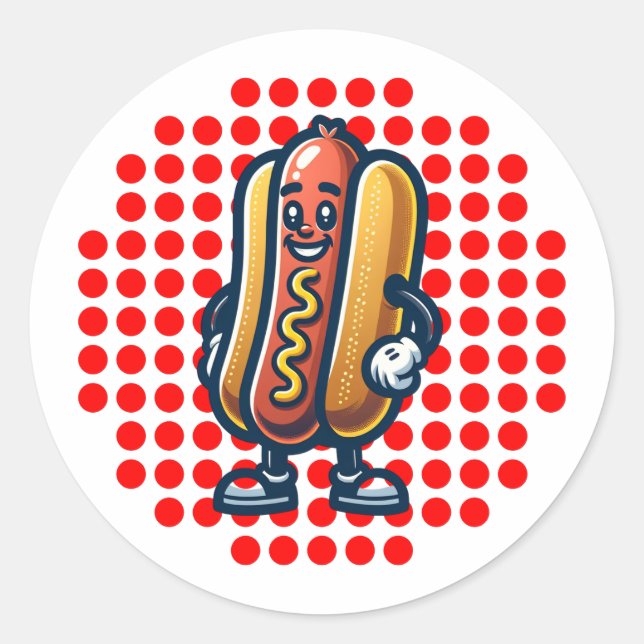 Retro Hot Dog Glizzy Pop Art  Classic Round Sticker (Front)