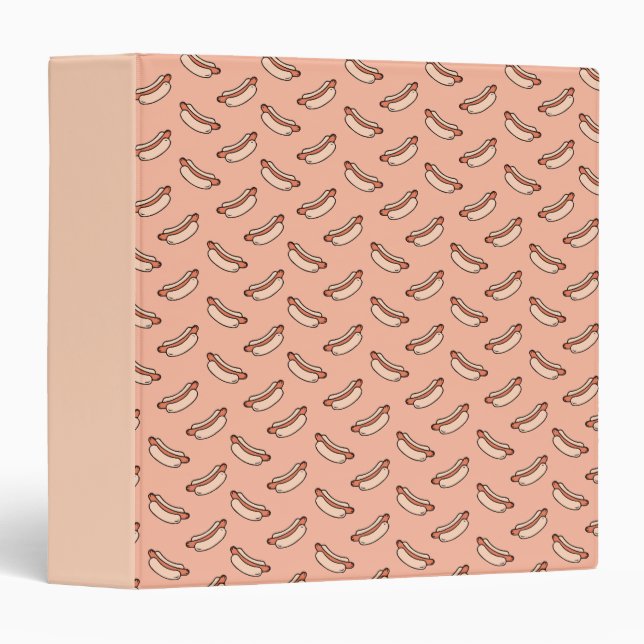 Retro Hot Dog Seamless Pattern 3 Ring Binder (Front/Spine)