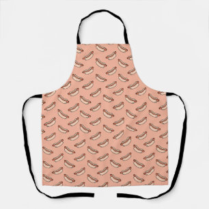 Retro Hot Dog Seamless Pattern Apron
