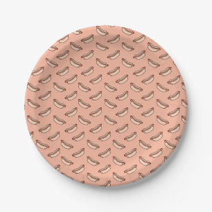 Retro Hot Dog Seamless Pattern Paper Plates