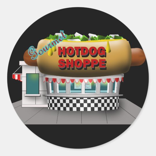 Retro Hot Dog Shoppe Classic Round Sticker