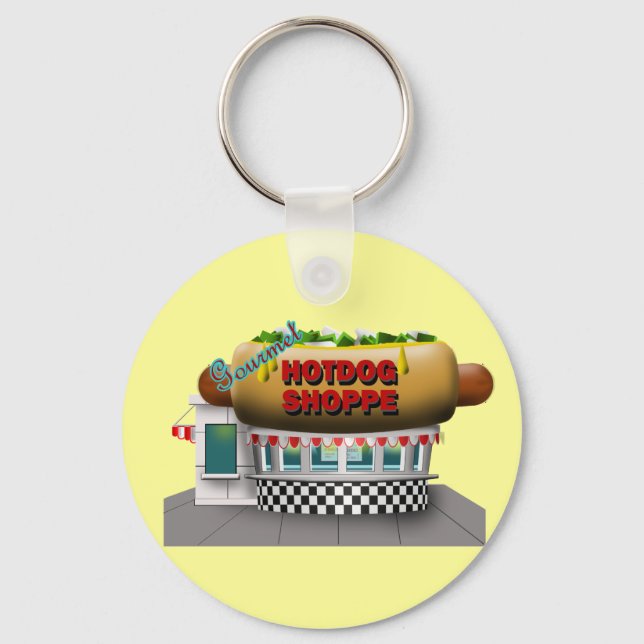 Retro Hot Dog Shoppe Keychain (Front)