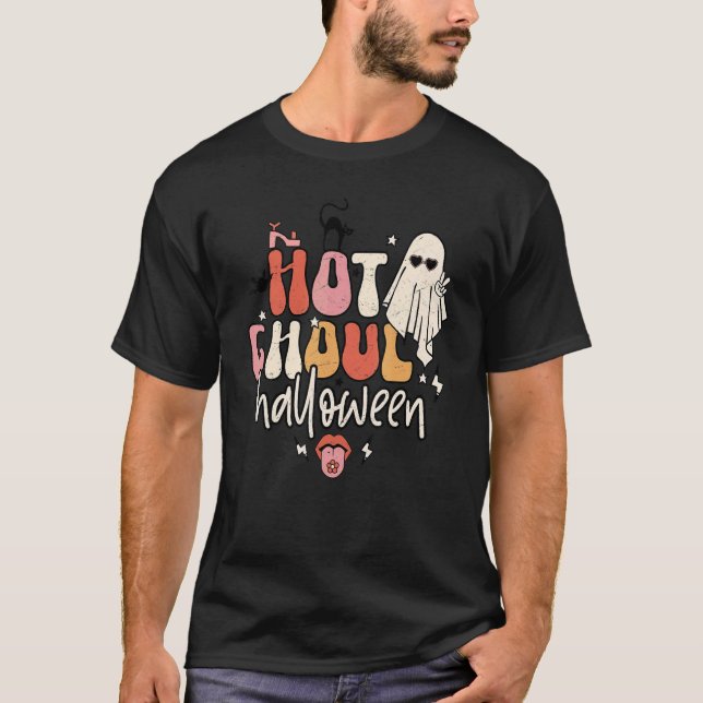 Retro Hot Ghoul Halloween Women Girl Ghost Hallowe T-Shirt (Front)