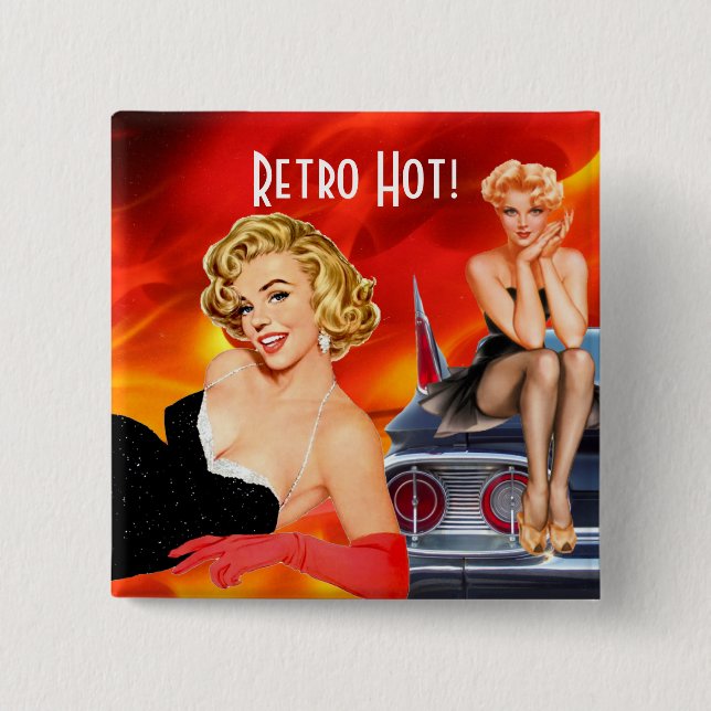 Retro Hot Pinback Button (Front)