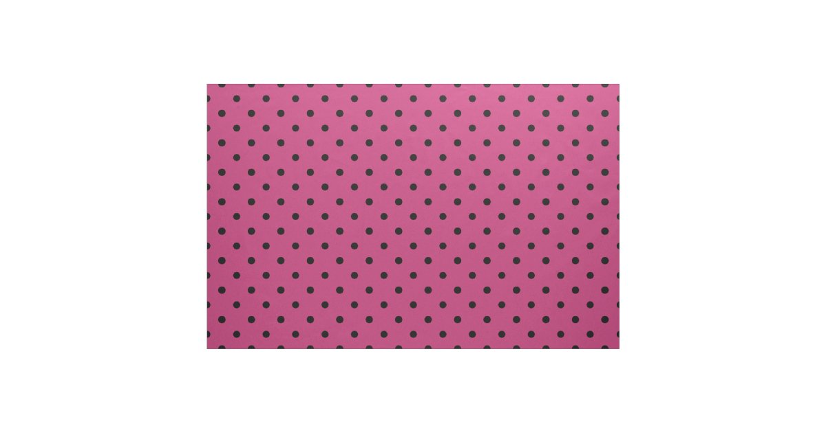 Retro Hot Pink and Black Polka Dot Pattern Fabric | Zazzle