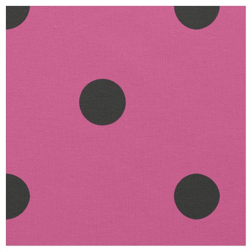 Retro Hot Pink and Black Polka Dot Pattern Fabric