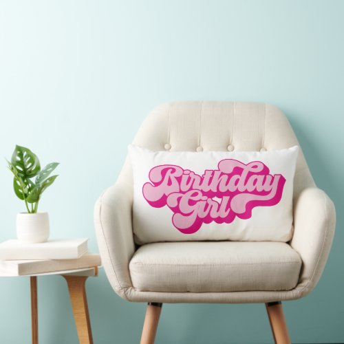 Retro Hot Pink Birthday Girl Lumbar Pillow