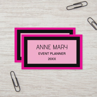 Retro Hot Pink Black Custom Color Wedding Trendy Business Card