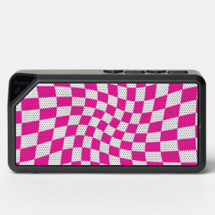 Retro Hot Pink Checked Warped Checkered Bluetooth Speaker