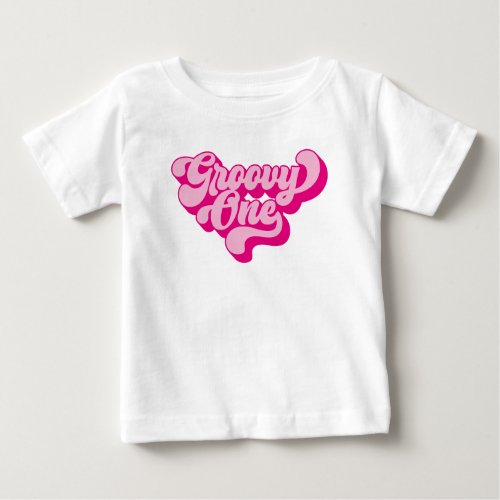 Retro Hot Pink Groovy One Baby T_Shirt