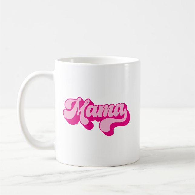 Retro Hot Pink Mama Photo Coffee Mug (Left)