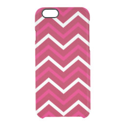 Retro Hot Pink Red N White Chevron Zig Zag Pattern Clear iPhone 6/6S Case