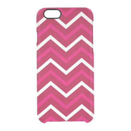 Retro Hot Pink Red N White Chevron Zig Zag Pattern Clear iPhone 66S Case