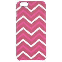 Retro Hot Pink Red N White Chevron Zig Zag Pattern Clear iPhone 6 Plus Case