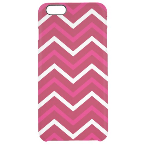 Retro Hot Pink Red N White Chevron Zig Zag Pattern Clear iPhone 6 Plus Case