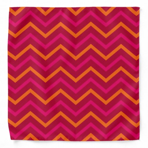 Retro Hot Pink Red Orange Chevron Pattern Bandanna