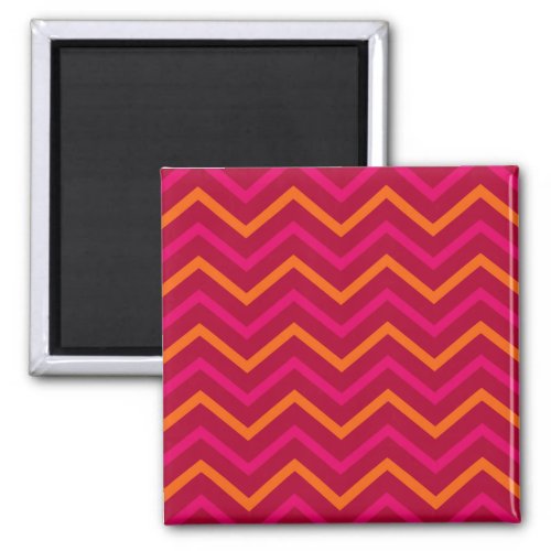 Retro Hot Pink Red Orange Chevron Zig Zag Pattern Magnet