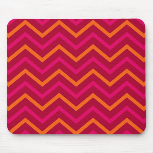 Retro Hot Pink Red Orange Chevron Zig Zag Pattern Mouse Pad