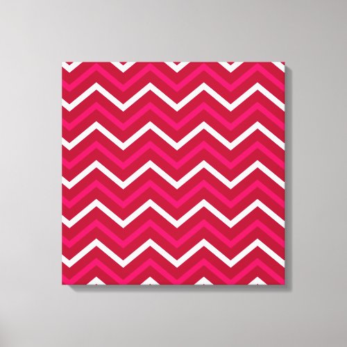 Retro Hot Pink Red White Chevron Pattern Zig Zag Canvas Print