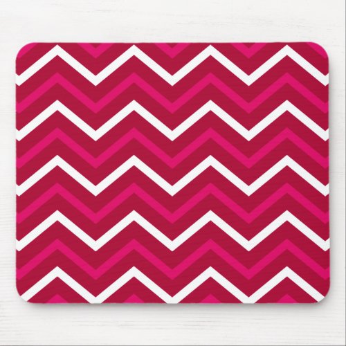 Retro Hot Pink Red White Chevron Pattern ZigZag Mouse Pad