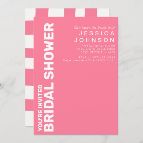 Retro Hot Pink White Checkerboard Bridal Shower  Invitation
