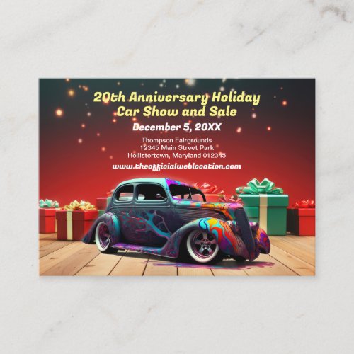 Retro Hot Rod Auto Holiday Flyer Business Cards