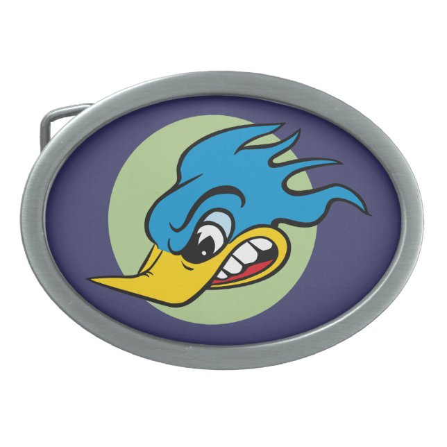 Retro Hot Rod Oval Belt Buckle (Front)