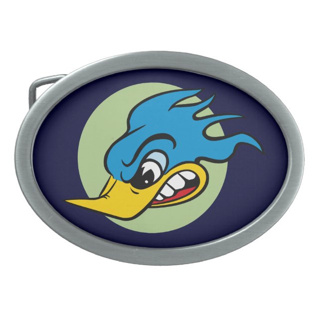 Retro Hot Rod Oval Belt Buckle (Front)