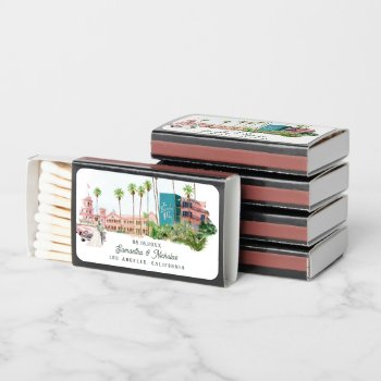 Retro Hotel Watercolor Venue Wedding Favor Matchboxes by IYHTVDesigns at Zazzle