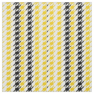Retro Houndstooth Yellow Black Fabric