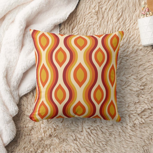 Retro Hourglass Ogee in orange, Yellow Pattern  Throw Pillow (Blanket)
