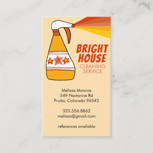 Retro House Cleaning Service Spray Bottle Colorful Business Card