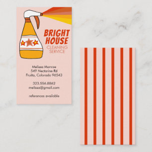 Retro House Cleaning Service Spray Bottle Colorful Business Card