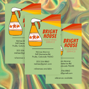 Retro House Cleaning Service Spray Bottle Colorful Business Card