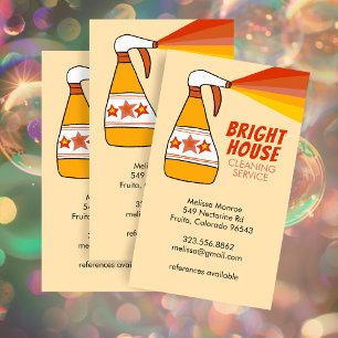 Retro House Cleaning Service Spray Bottle Colorful Business Card