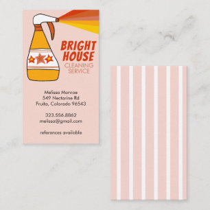 Retro House Cleaning Service Spray Bottle Colorful Business Card