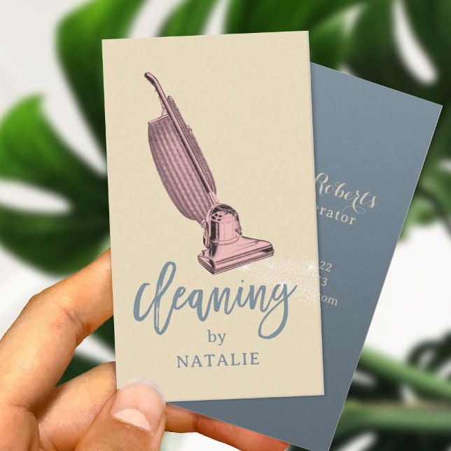 Retro House Cleaning Vacuum Cleaner Professional Business Card (Creator Uploaded)