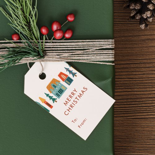 Retro House Holiday Gift Tags