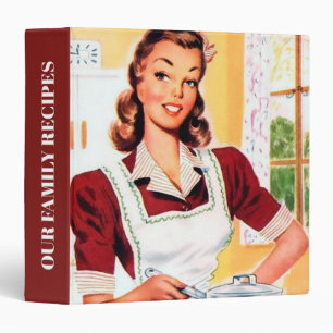 Retro House wife Family recipe 3 Ring Binder