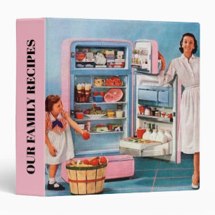 Retro House wife Family recipe 3 Ring Binder