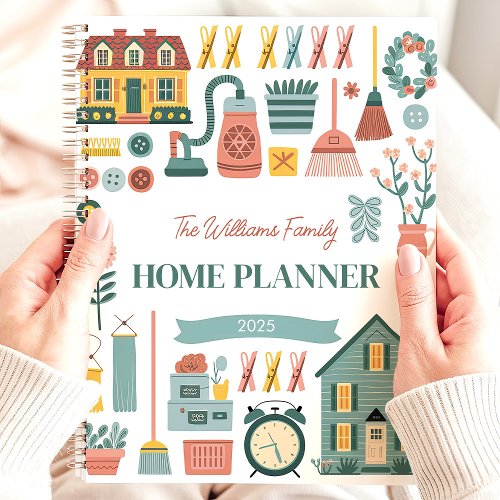 Retro Household Chores Custom Family Name Planner