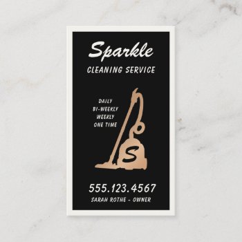 Retro Housekeeper Maid Service  Black Calling Card by sm_business_cards at Zazzle