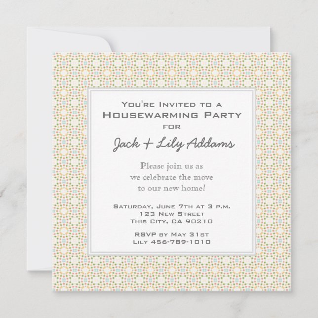 Retro Housewarming Invitation - Gold (Front)