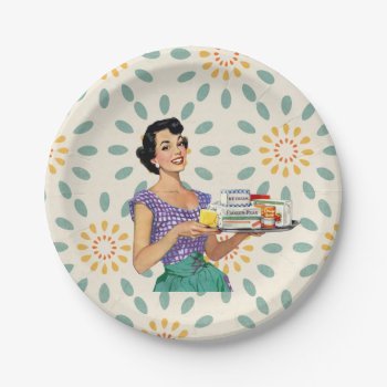 Retro Housewife 1950 Paper Plates by SugSpc_Invitations at Zazzle