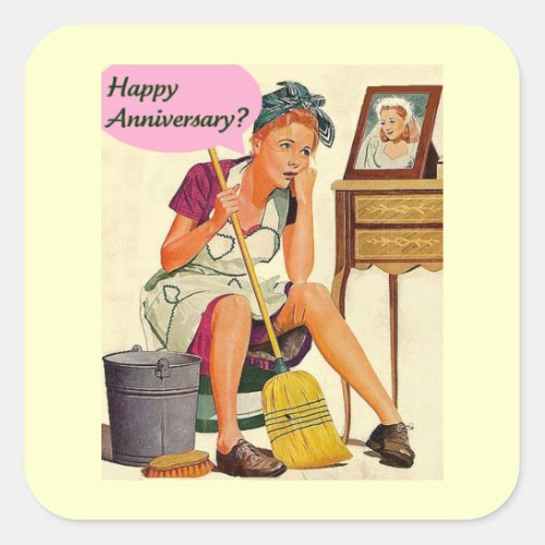 Retro Housewife Anniversary Square Sticker