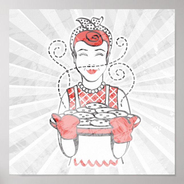 retro housewife baker poster (Front)