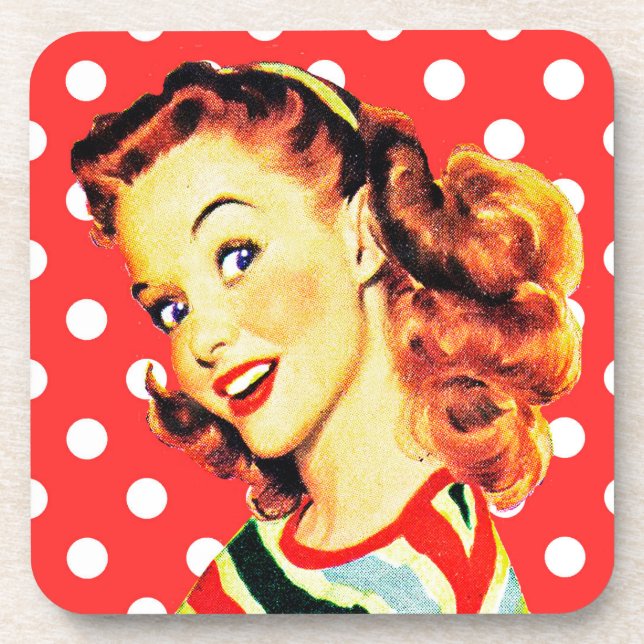 Retro Housewife Beverage Coaster (Front)