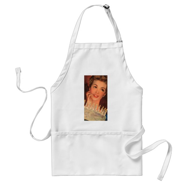 Retro Housewife Birthday Adult Apron (Front)