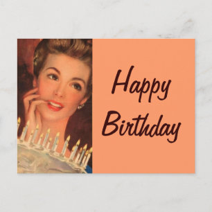 Retro Housewife Birthday Postcard