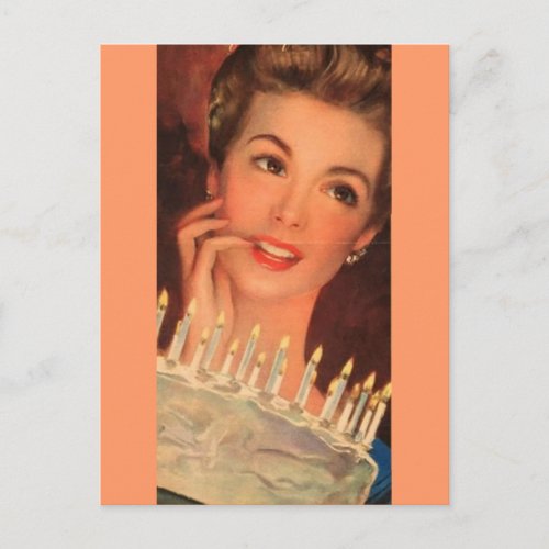 Retro Housewife Birthday Postcard